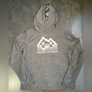 Under Armour Youth XL Gray Hooded Long Sleeve Shirt